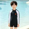 Traje de Baño Infantil Niños Una Pieza Manga Corta Ropa de Baño Verano Manga Larga Protección Solar Secado Rápido Aguas Termales Playa Costera Conjunto de Natación