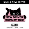 Novo Adesivo Refletivo Gato Preto Motorista Iniciante Divertido Motorista Iniciante Por Favor Espere Pacientemente Adesivo Magnético