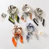 Pañuelo de Seda 70 Cuadrado Moda Coreana de Alta Gama Versátil Profesional Seda Sintética Pequeño Pañuelo de Cuello Estampado Retro Pañuelo de Seda para Mujer