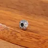 Contas Soltas de Prata Esterlina S925 em Formato de Disco Voador, Contas de Corda Trançada Artesanais Estilo Chinês Retrô para DIY, Contas em Formato de Roda com Padrão, Acessórios de Prata Esterlina
