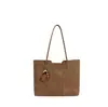 Bolso de mano tejido retro de gamuza estilo coreano para mujer, nueva colección otoño 2026, bolso de hombro moderno y de gran capacidad para el trabajo