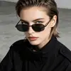 Gafas de Sol Metálicas con Montura Ovalada Transfronteriza para Mujer, Estilo Retro Moderno, Montura Pequeña, Protección UV de Verano, Gafas de Sol Sencillas para Fotografía para Hombre