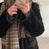 Bufanda gris nublado estilo coreano a cuadros de 4 colores con flecos imitación cachemira invierno cálida bufanda a cuadros para hombres y mujeres