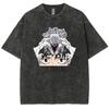 Comércio exterior transfronteiriço 2025 nova Amazon solta confortável retro lavada preta camiseta manga curta top animação aperto