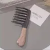 Peine de rizar de doble fila con dientes ondulados para masaje, voluminizador, desenredante, peine de dientes grandes engrosados para salones de belleza, peine antiestático para peinar