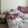 Juego de Cuatro Piezas Engrosado y de Terciopelo de Leche, Franela de Invierno, Terciopelo Coral, Dormitorio Estudiantil, Funda de Edredón de Algodón Puro, Sábanas