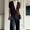 Camiseta de Punto Manga Corta con Cuello Falso de Dos Piezas para Hombres y Mujeres, Bloques de Color de Verano, Estilo Lujo Ligero Old Money, Top Casual para el Trabajo