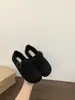 Zapatos tipo Birkenstock de suela gruesa con forro de felpa gris, cálidos y mullidos, zapatos de algodón para mujer, nueva colección Otoño/Invierno 2025, zapatos planos tipo Birkenstock