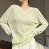 Cubierta de Punto con Protección Solar, Nuevo Suéter Delgado de Manga Larga de Verano para Mujer, Ropa Exterior de Estilo Relajado, Camiseta Holgada de Bambú y Lino