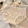 Algodón de Fibra Larga de Xinjiang 10A Ropa Interior de Algodón Puro para Mujer Malla Cintura Media Dulce Encaje Puro Transparente Ropa Interior Bragas para Niñas