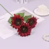 Flores artificiales 3 girasoles decoración del hogar ramo flores de seda transfronterizas girasol restaurante flores suaves accesorios para fotografía