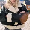Chaqueta de Forro Polar Doble Cara Cuero Sintético Estilo Callejero Otoño e Invierno para Mujer Transfronteriza Europea y Americana Chaqueta de Cuero Estilo Motociclista Chaqueta de Cuero Sintético para Motociclista
