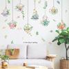 Cesta colgante de flores y hierba pegatinas de pared colgantes decoración de sala de estar dormitorio pegatinas autoadhesivas AY10301 suave