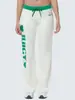 Conjunto de Veludo Millennial para Mulheres: Conjunto de duas peças com moletom com zíper e estampa de letras color block e calça longa pantalona