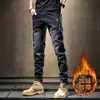 Jeans de Invierno para Hombre de Pierna Recta, Corte Holgado, Nuevo Estilo Otoño e Invierno 2023, Forrados de Felpa, Pantalones Largos Casuales Elásticos