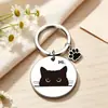 Chaveiro Gato Preto Simples Hi Probe Pingente de Patinha de Gato Fofa Ornamento Pendurado de Aço Inoxidável Acessórios para Chave de Bolsa de Meninas