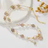 Pulsera de Cristal de Ágata Gris Perla de Agua Árbol de la Vida Acero Inoxidable Ajustable Nicho Nuevo Estilo Joyería para Mujer en Stock