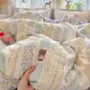 Fofo Estampa de Gatinho Desenho Animado Gaze Fofa de Alta Qualidade Lençol de Cama Capa de Edredom Lençol com Elástico Conjunto de Quatro Peças Conjunto de Três Peças