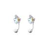 Pendientes de estrella de piedra lunar coloridos, pendientes de pentagrama con gancho de tornillo, pendientes de estrella de circonita de viento frío