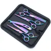 Tesouras de cabeleireiro de aço inoxidável, kit de cores para corte de cabelo, tesouras de dentes finos, tesouras para franja, atacado