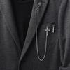 Broche Corrente de Pinos Punk Simples Estilo Japonês e Coreano para Homens e Mulheres Acessórios de Broche Longo de Pino Cruzado