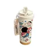 Divertida Taza de Café de Doble Compartimento de Gran Capacidad para Oficina, Té de Leche, Estudiantes Hombres y Mujeres, con Popote, Taza de Agua para Coche