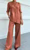 Moda Europea y Americana Transfronteriza 2026 Algodón y Lino Color Sólido Elegante Casual Conjunto de Dos Piezas para Mujer