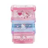 Caja de Almacenamiento Apilable Transparente de Plástico Hello Kitty Auténtica Caja Pequeña de Almacenamiento Papelería de Escritorio Venta al por Mayor