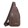 Bolso cruzado de cuero texturizado suave de PU vintage, Bolso de pecho simple y versátil para hombre, Mochila impermeable deportiva casual de moda para exteriores
