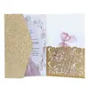 Cartão de Cumprimentos com Renda Vazada a Laser Estilo Europeu para Casamento, Convite Simples de Noivado, Cartão de Convite para Feriado em Papel com Glitter 250g