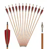 Flechas de carbono com imitação de madeira arco recurvo tradicional arco de puxada reta equipamento de tiro com arco 4 polegadas pena natural hastes de flecha de carbono puro para competição