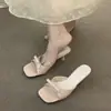Sandalias de Tacón Bajo con Correa de Lazo de Temperamento para Mujer, Verano, Uso Exterior, Nuevo Estilo Coreano 2026, Sandalias de Punta Abierta con Tacón Alto Adelgazantes