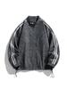 Chaqueta Americana Retro de Tres Rayas Transfronteriza para Hombre, Principios de Otoño 2025, Abrigo Holgado con Cremallera y Cuello Mao, Retro a la Moda