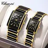 Reloj popular cuadrado para parejas CHENXI Luz de la Mañana, relojes para mujer y hombre al por mayor, suministro de reloj de comercio exterior transfronterizo de oro cerámico