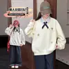Conjunto de Sudadera con Capucha Patchwork de Estilo Académico Minimalista de Nicho para Niñas con Cuello Polo y Estilo Coreano Versátil con Pantalones de Mezclilla 2026