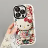 Linda Flor KT Gato Adecuado para Funda de Teléfono Móvil Iphone17Promax 16 Amigas Dibujos Animados 15 Huawei Xiaomi 14 Femenino