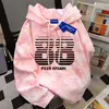Sudadera con capucha tie-dye de estilo deportivo retro, diseño con vibra americana para mujer, estilo coreano, nuevo top azul para otoño e invierno