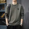 Nueva colección de otoño 2026: Camiseta de manga larga para hombre, estilo casual americano, corte holgado, cuello redondo, camiseta interior básica