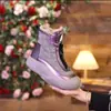 Nuevas botas de nieve versátiles vintage para otoño e invierno para mujer, de suela blanda, impermeables, acolchadas de algodón, forradas de felpa, engrosadas, cálidas, de caña alta