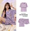 Pijama para Mujer Verano Manga Corta Dulce Estilo Coreano Dibujos Animados Estudiante Casual Holgado Talla Grande Ropa para Dormitorio Hogar con Almohadillas en el Pecho