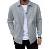 2026 Nova Jaqueta Cardigan Masculina de Primavera e Outono com Bolso com Zíper Gola Reversível Cor Sólida Casual Slim Fit
