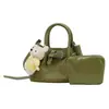 Bolsa pequena elegante e atraente estilo coreano para mulheres, novo modelo 2026, bolsa tiracolo com padrão trançado, bolsa de mão requintada, bolsa tipo balde com necessaire combinando