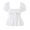 1797-2026 Primavera/Verano Nuevo Estilo Europeo y Americano Top Moldeador de Cintura Adelgazante Camisa Sexy de Manga Corta Ajustada para Mujer
