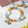 Pulseira de Contas de Abóbora de Seda Dourada Natural Jade Jade Colorido Cristal Multi-Tesouro Pulseira de Ágata Feminina