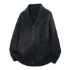Cardigã de Malha Masculino Estilo Coreano Novo Inverno 2026 Suéter Masculino com Gola Torcida Jaqueta de Tricô para Homem