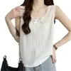 Camisola Suelta de Talla Grande para Mujer para Cubrir el Vientre, Ropa Exterior o Capa Interior, Nuevo Top de Tirantes Finos con Adorno de Encaje para Primavera/Verano