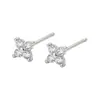 Seleção artística brincos de botão de pressão com strass Trevo estilo Chanel elegante brincos de flor de quatro pétalas com zircônia combinam com tudo