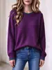 Suéter de Bloques de Color Retro Transfronterizo Europeo y Americano con Cuello Redondo para Mujer, Otoño e Invierno, Holgado, Versátil, Tejido, Estilo Perezoso, Suéter de Punto