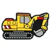 Encantadores dijes para zapatos de la serie de vehículos de construcción de dibujos animados, decoraciones para zapatos, excavadora para niños, accesorios para zapatos de goma suave de PVC