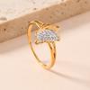 Joyería europea y americana de acero de titanio nueva, personalidad simple, corte alas de mariposa, anillo de diamante de arcilla incrustado, anillo chapado en oro de 18k